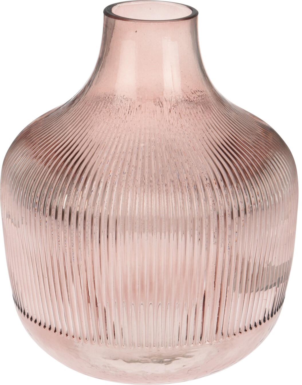 Wazon szklany różowy przezroczysty elegancki dekoracyjny do kwiatów 20x23 cm