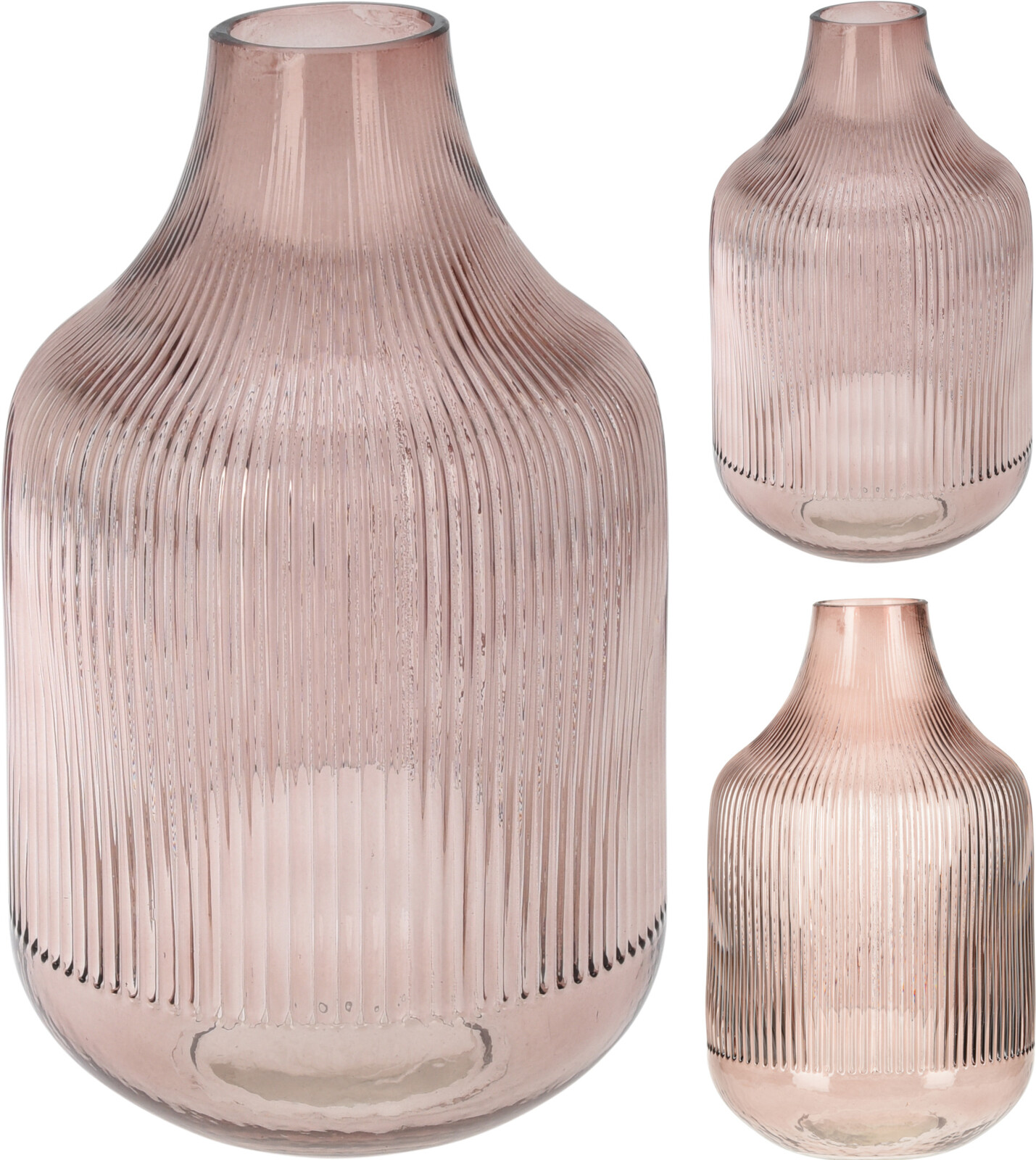 Wazon szklany różowy przezroczysty dekoracyjny do kwiatów 18x29 cm