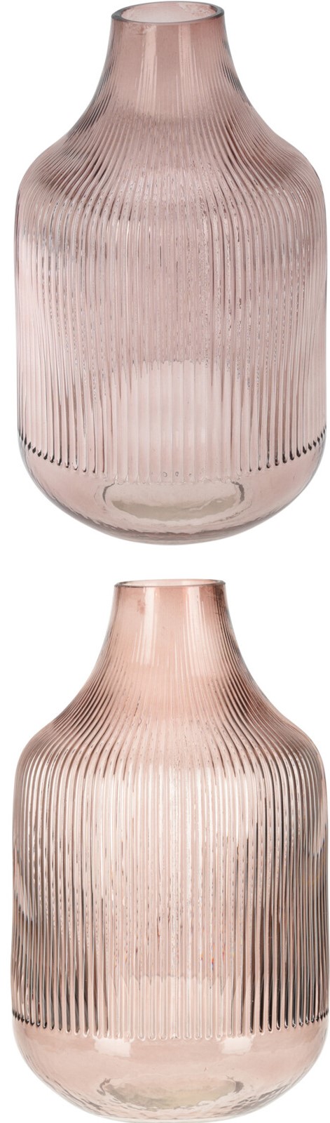 Wazon szklany różowy przezroczysty dekoracyjny do kwiatów 18x29 cm