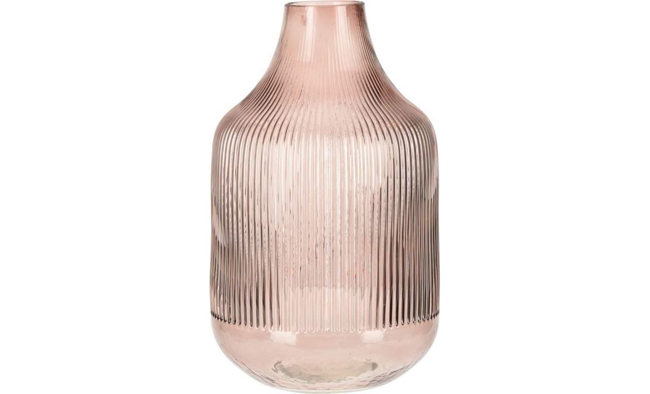 Wazon szklany różowy przezroczysty dekoracyjny do kwiatów 18x29 cm