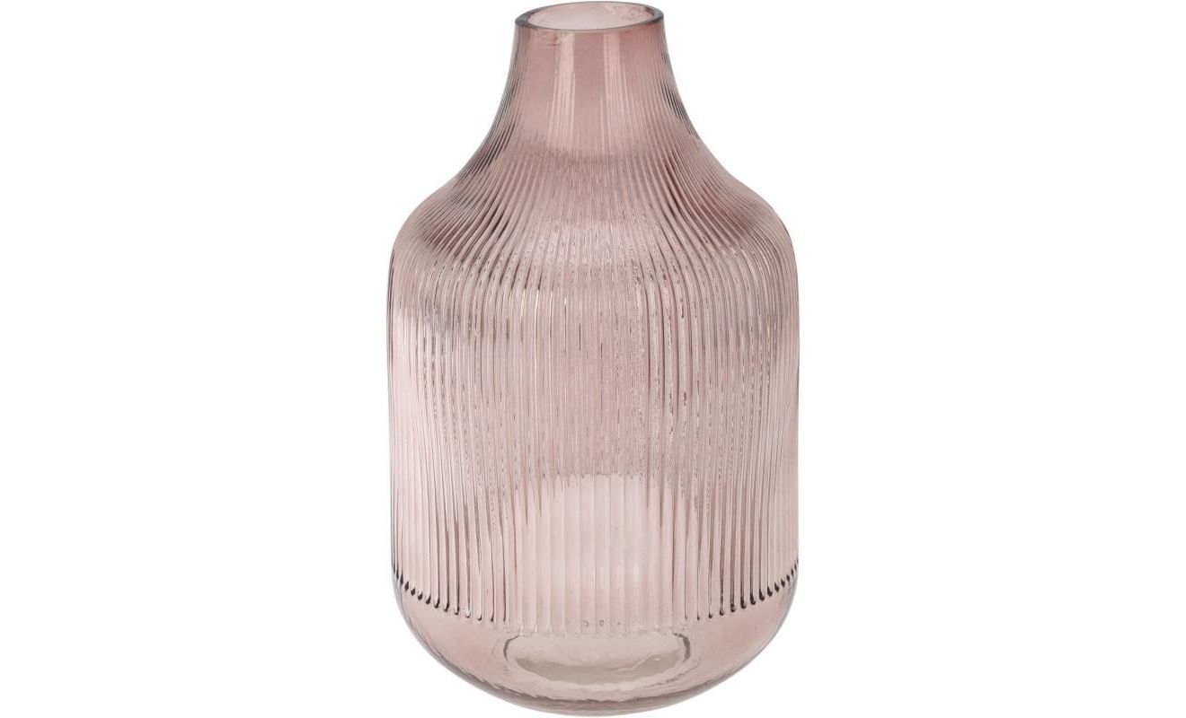 Wazon szklany różowy przezroczysty dekoracyjny do kwiatów 18x29 cm