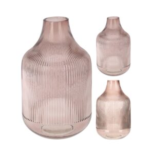 Wazon szklany różowy przezroczysty dekoracyjny do kwiatów 18×29 cm