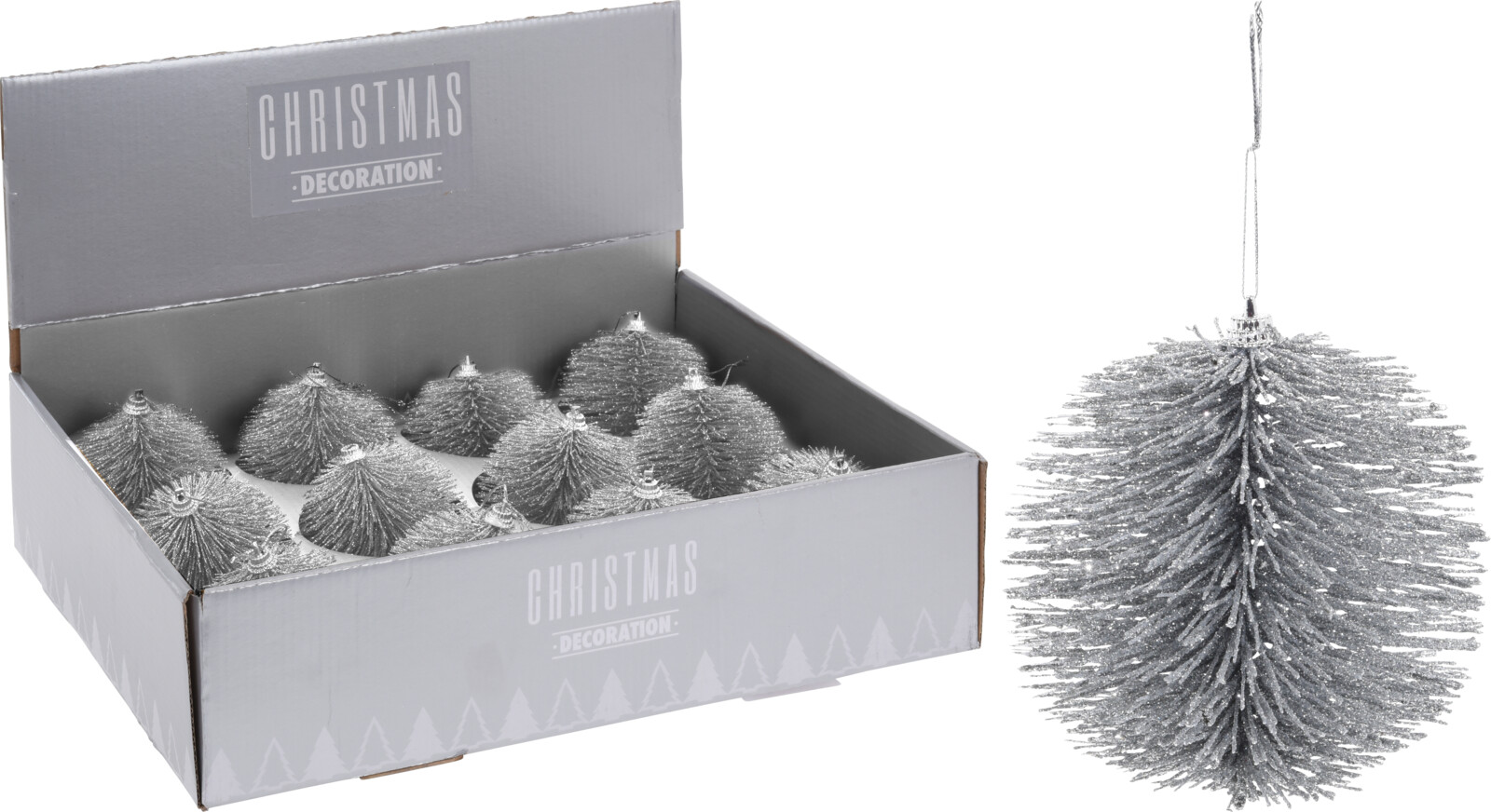 Bombka srebrna szczotkowana 10 cm elegancka zawieszka choinkowa dekoracja