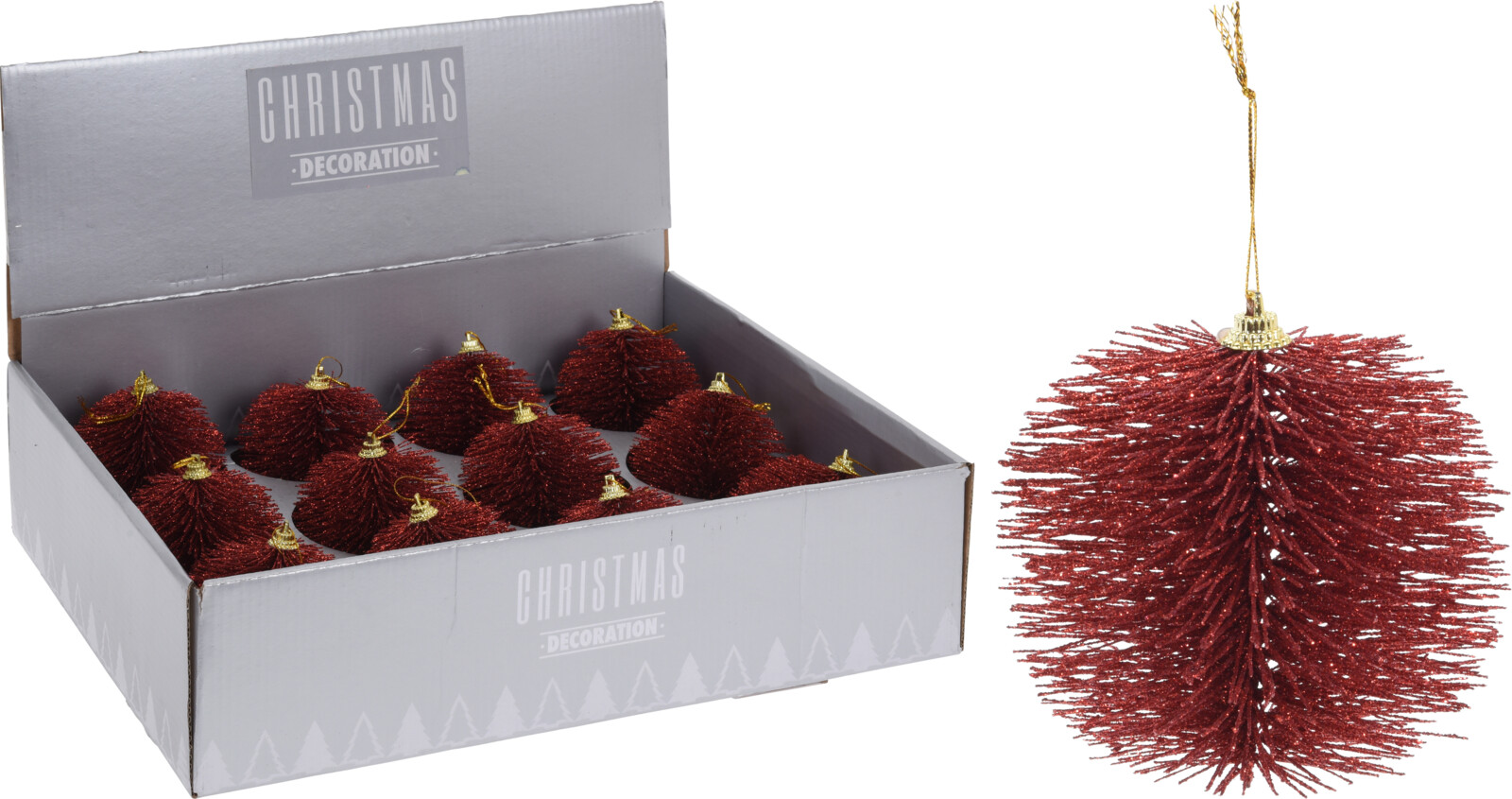 Bombka bordo szczotkowana 8 cm elegancka zawieszka choinkowa dekoracja