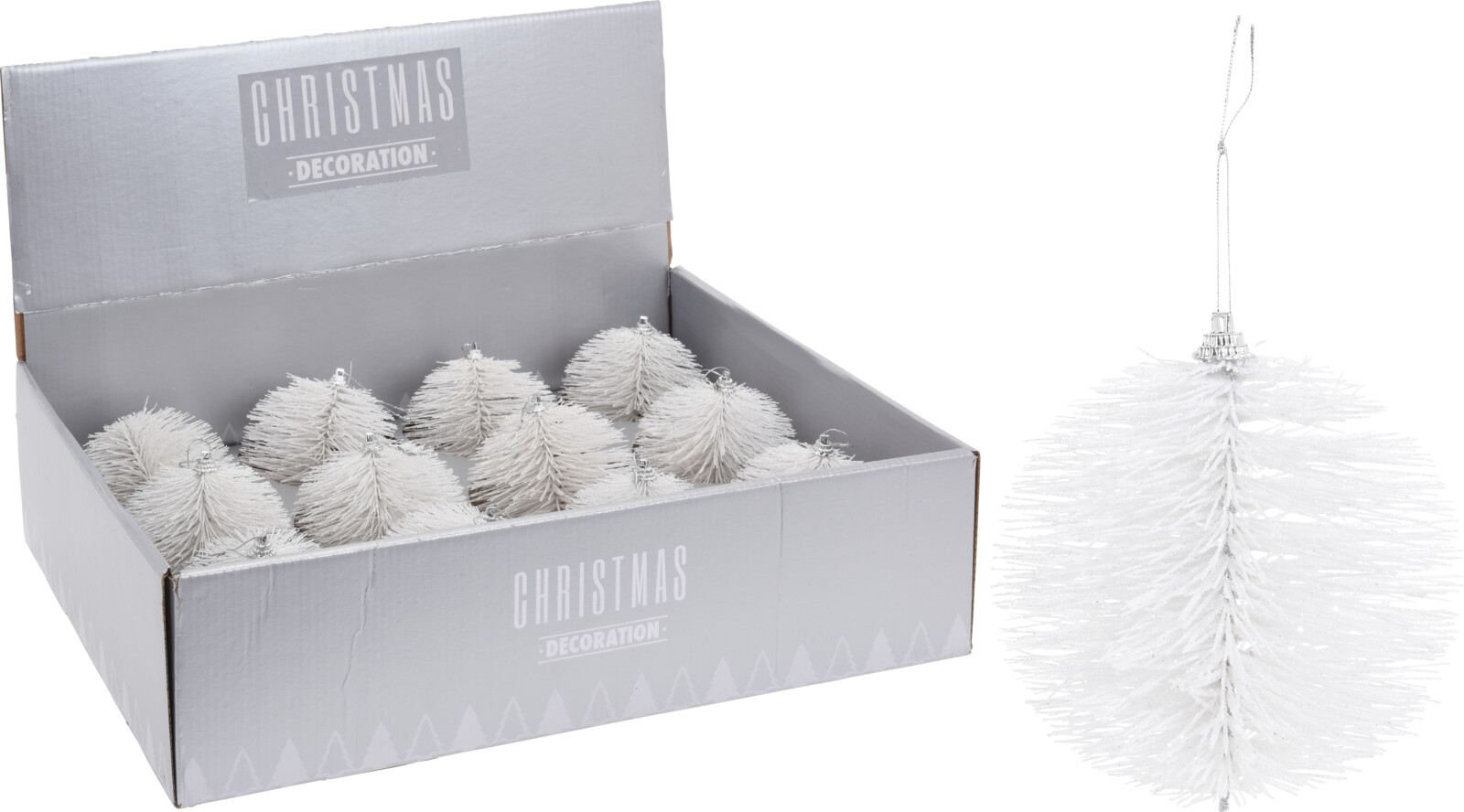 Bombka biała szczotkowana 10 cm elegancka zawieszka choinkowa dekoracja