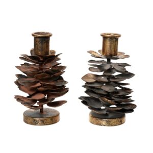 Świecznik metalowy szyszka – dekoracja stołu i wnętrza 12 cm