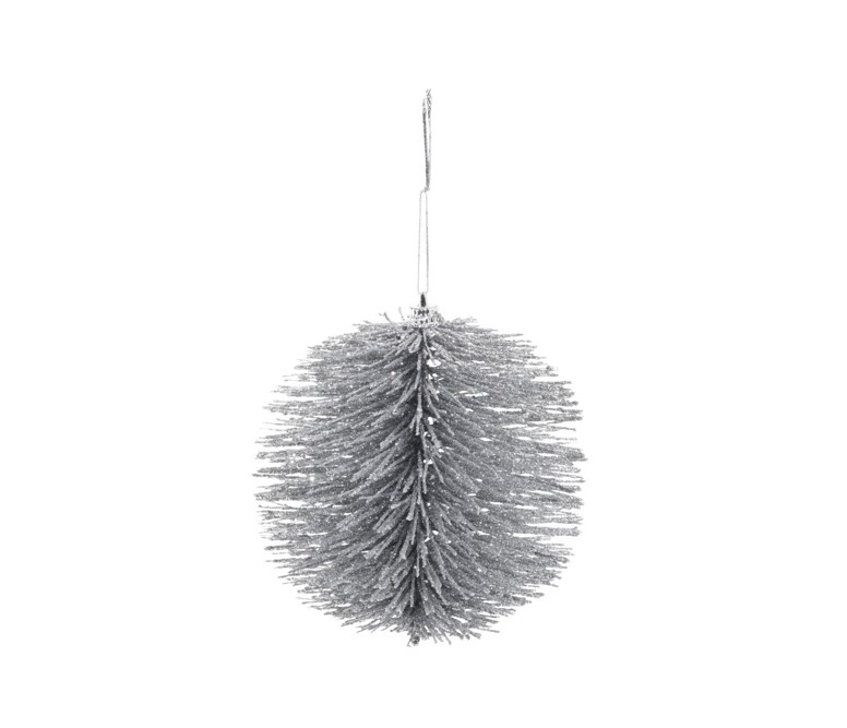 Bombka srebrna szczotkowana 8 cm elegancka zawieszka choinkowa dekoracja