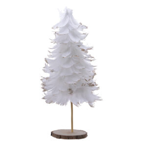 Choinka dekoracyjna z białych piór delikatna i elegancka ozdoba świąteczna