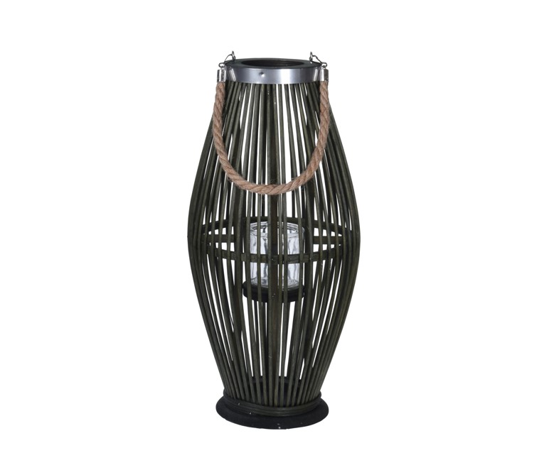 Latarnia Bambusowa zielona BOHO 24x48 cm