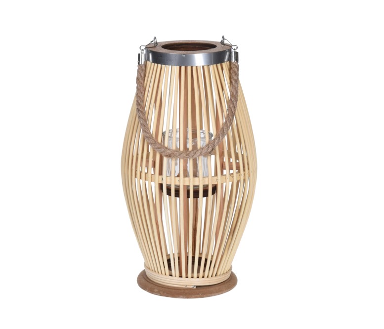LAMPION na świeczkę BAMBUSOWY do zawieszenia BOHO 21x38 cm