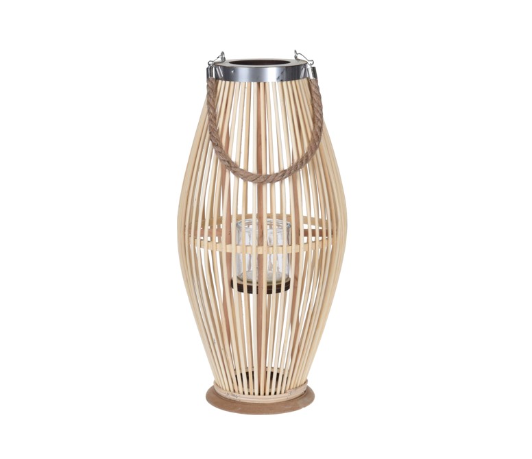 LAMPION na świeczkę BAMBUSOWY do zawieszenia BOHO 24x48 cm