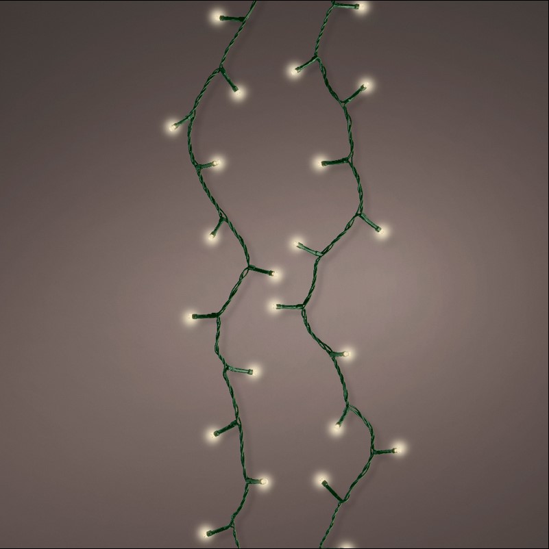 Lampki choinkowe ciepłe światło zielony kabelek 300 LED 15 m