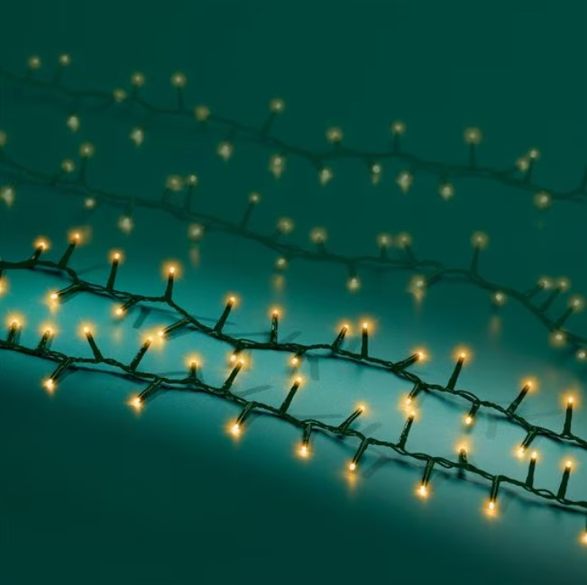 Lampki choinkowe ciepłe światło zielony kabelek 300 LED 15 m