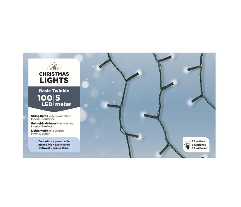 Lampki choinkowe białe światło 100 LED 5 m