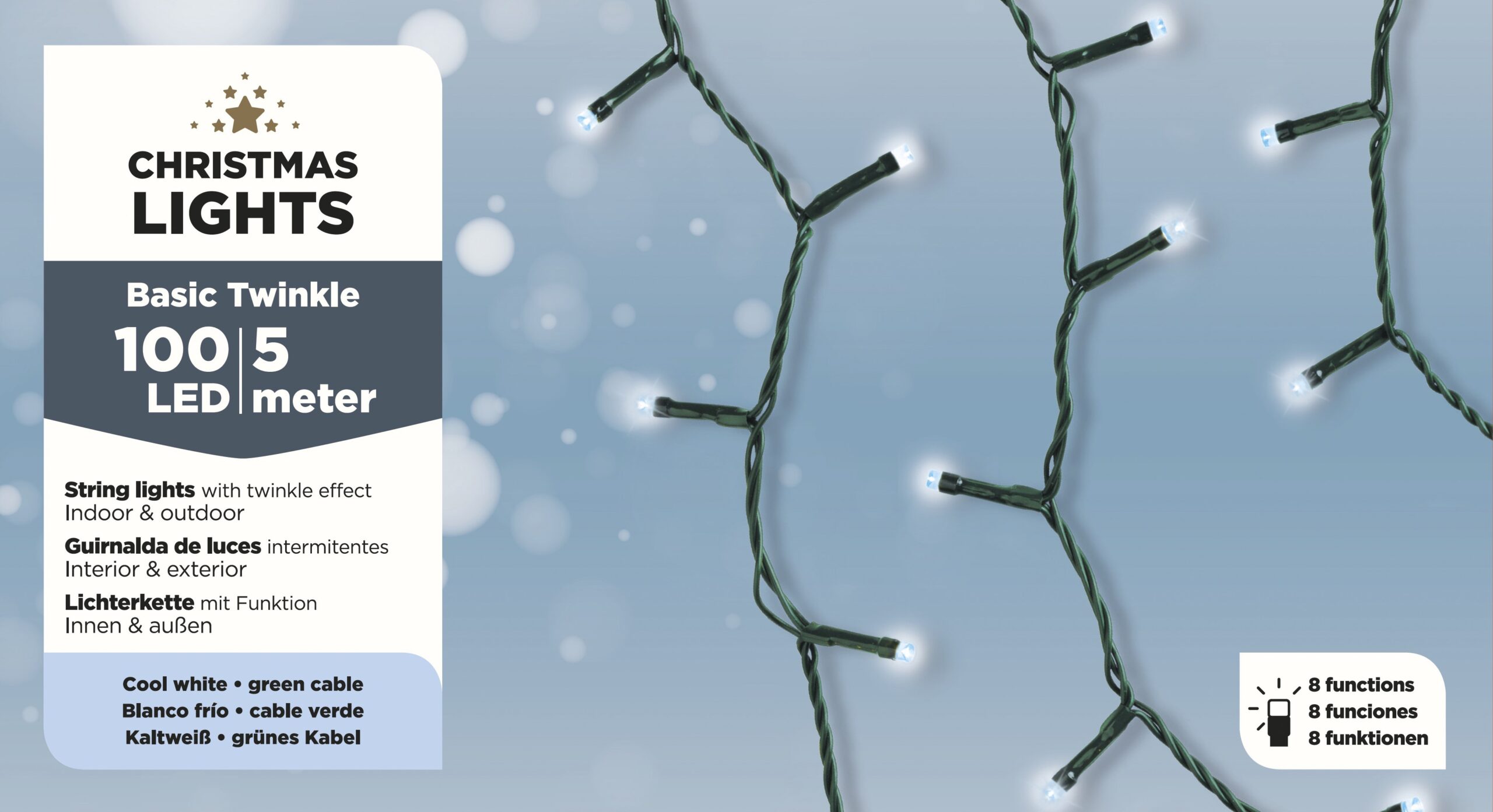 Lampki choinkowe białe światło 100 LED 5 m