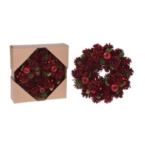 Wianek naturalny bordowy dekoracyjny na drzwi lub stół elegancka ozdoba