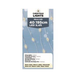 Lampki choinkowe ciepła biel MICRO LED 40 diod 195 cm