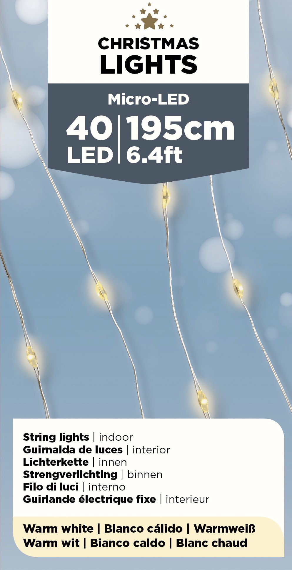 Lampki choinkowe ciepła biel MICRO LED 40 diod 195 cm