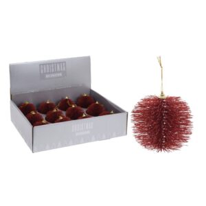 Bombka bordo szczotkowana 10 cm elegancka zawieszka choinkowa dekoracja