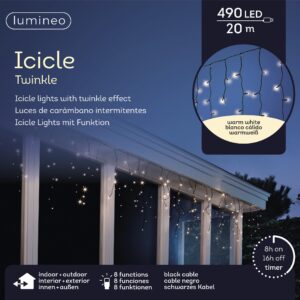 Kurtyna świetlna ciepłe białe światło 490 diod LED 20 m