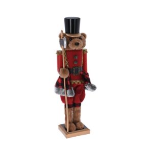Angielski świąteczny miś – elegancka figurka bożonarodzeniowa 38 cm