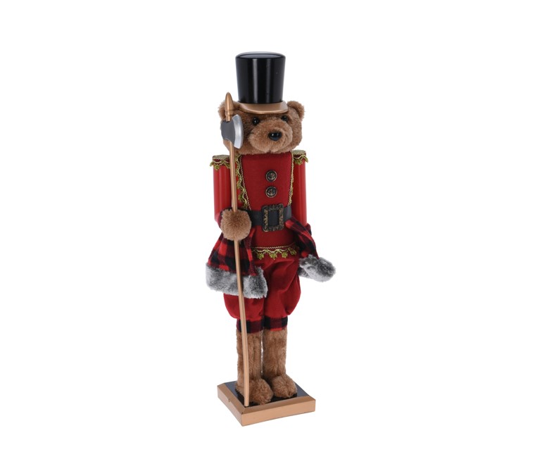Angielski świąteczny miś – elegancka figurka bożonarodzeniowa 38 cm