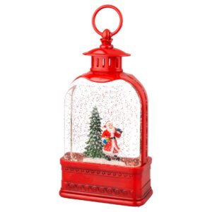 Świąteczna latarnia LED z Mikołajem i ruchomym brokatem dekoracja Xmas