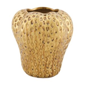 Złoty wazon truskawka – unikatowa ozdoba do wnętrz glamour 18x18x20 cm