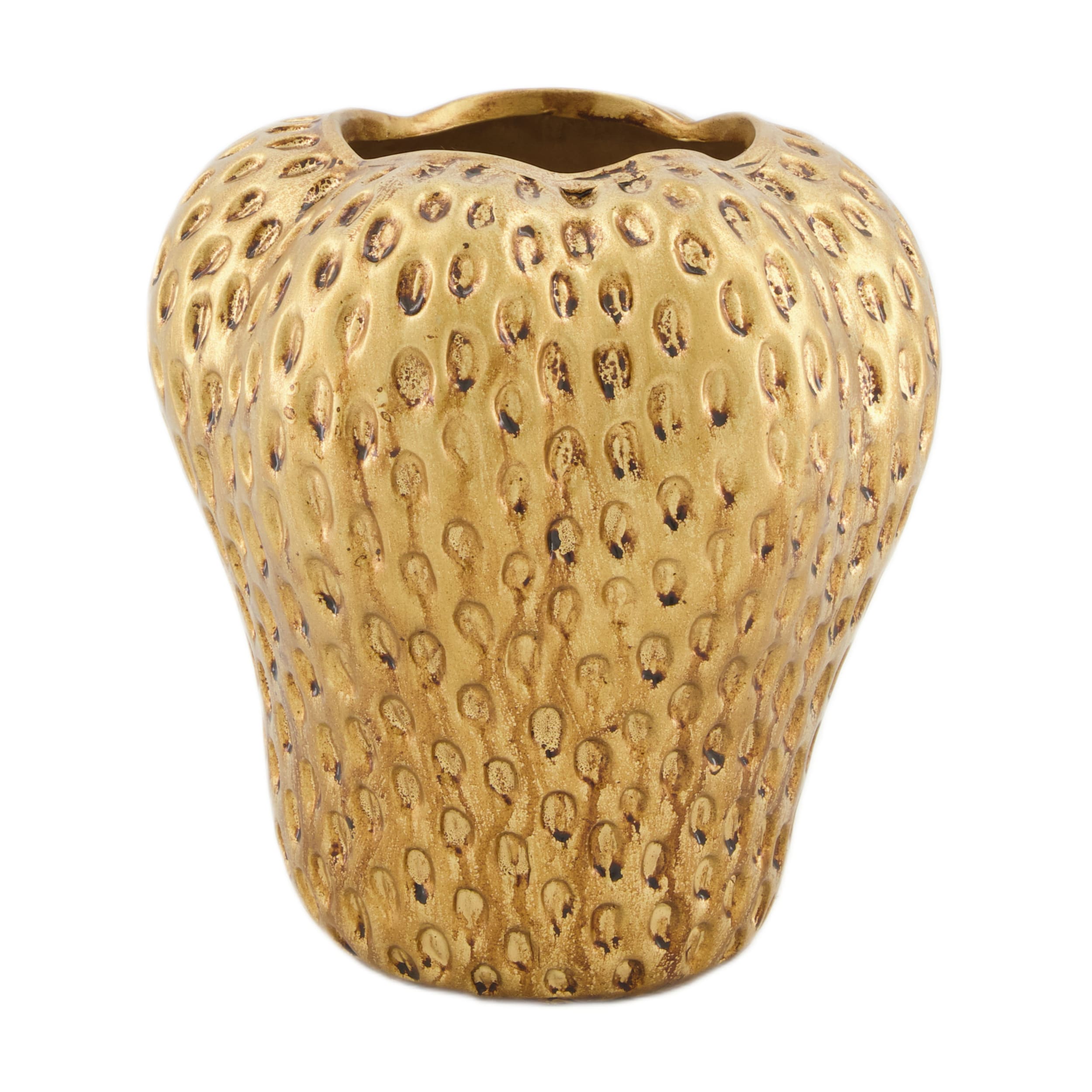 Złoty wazon truskawka dekoracja stołu i nowoczesnych wnętrz 16x16x17.5cm