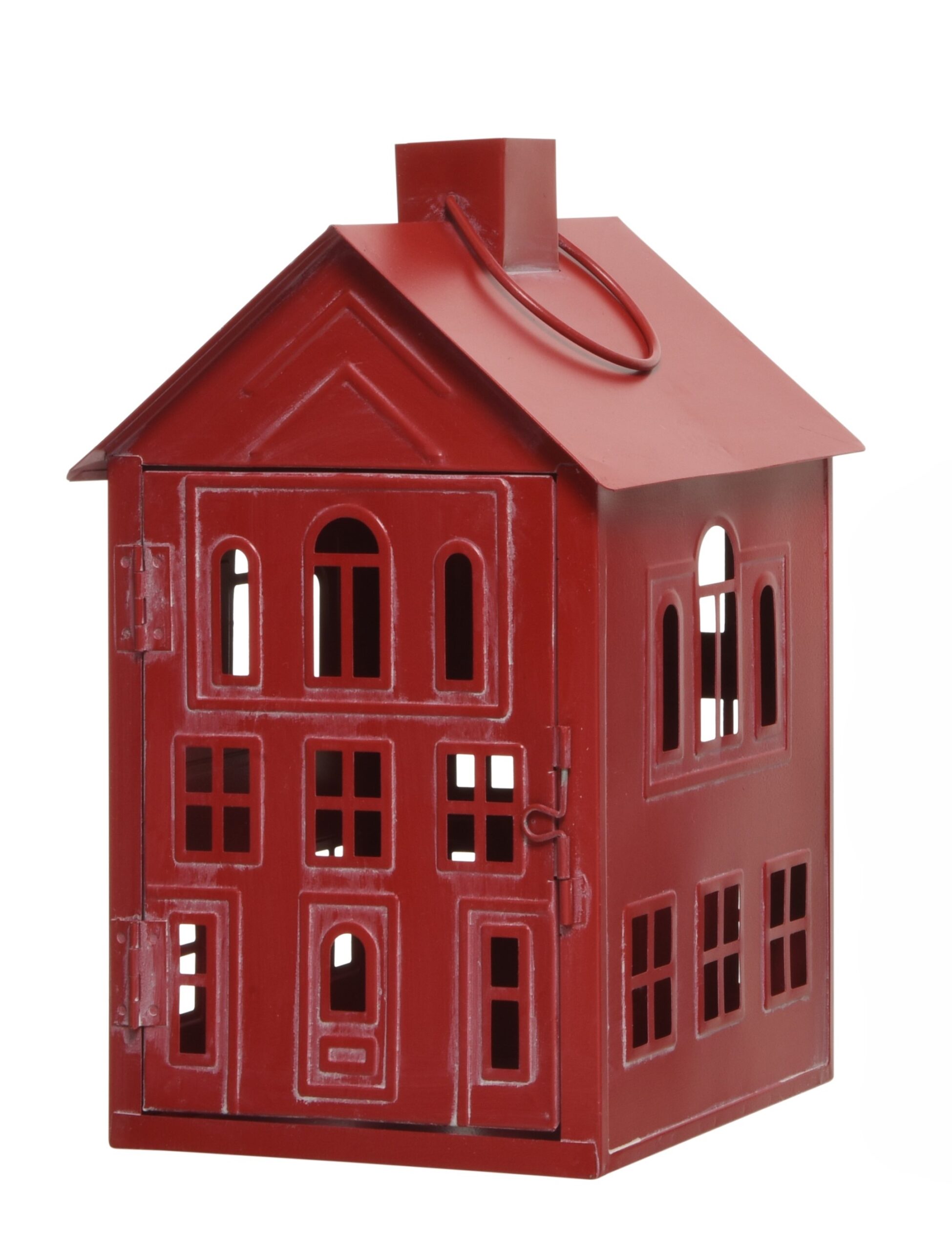 Latarnia metalowy domek LED dekoracja świąteczna czerwony lub biały