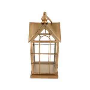 Złota latarnia dekoracyjna – elegancki dodatek do domu i tarasu 23x23x46 cm