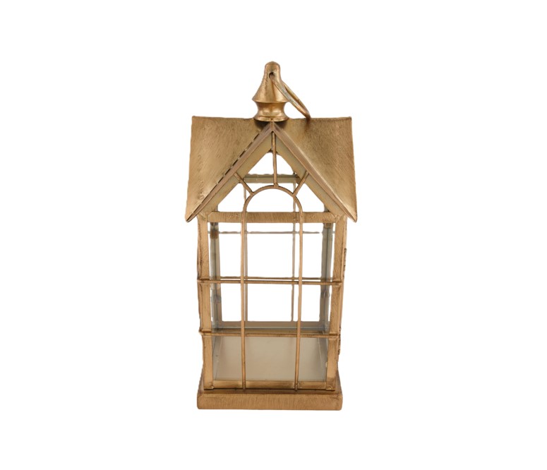 Złota latarnia dekoracyjna – elegancki dodatek do domu i tarasu 23x23x46 cm