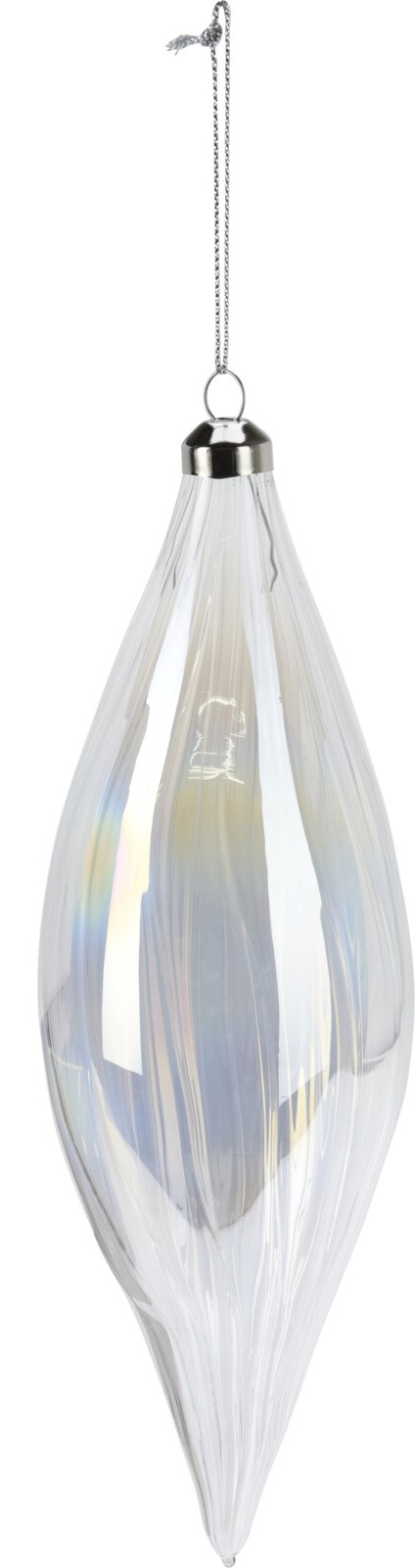 Szklana bombka świąteczna kropla przezroczysta dekoracja choinkowa 21 cm