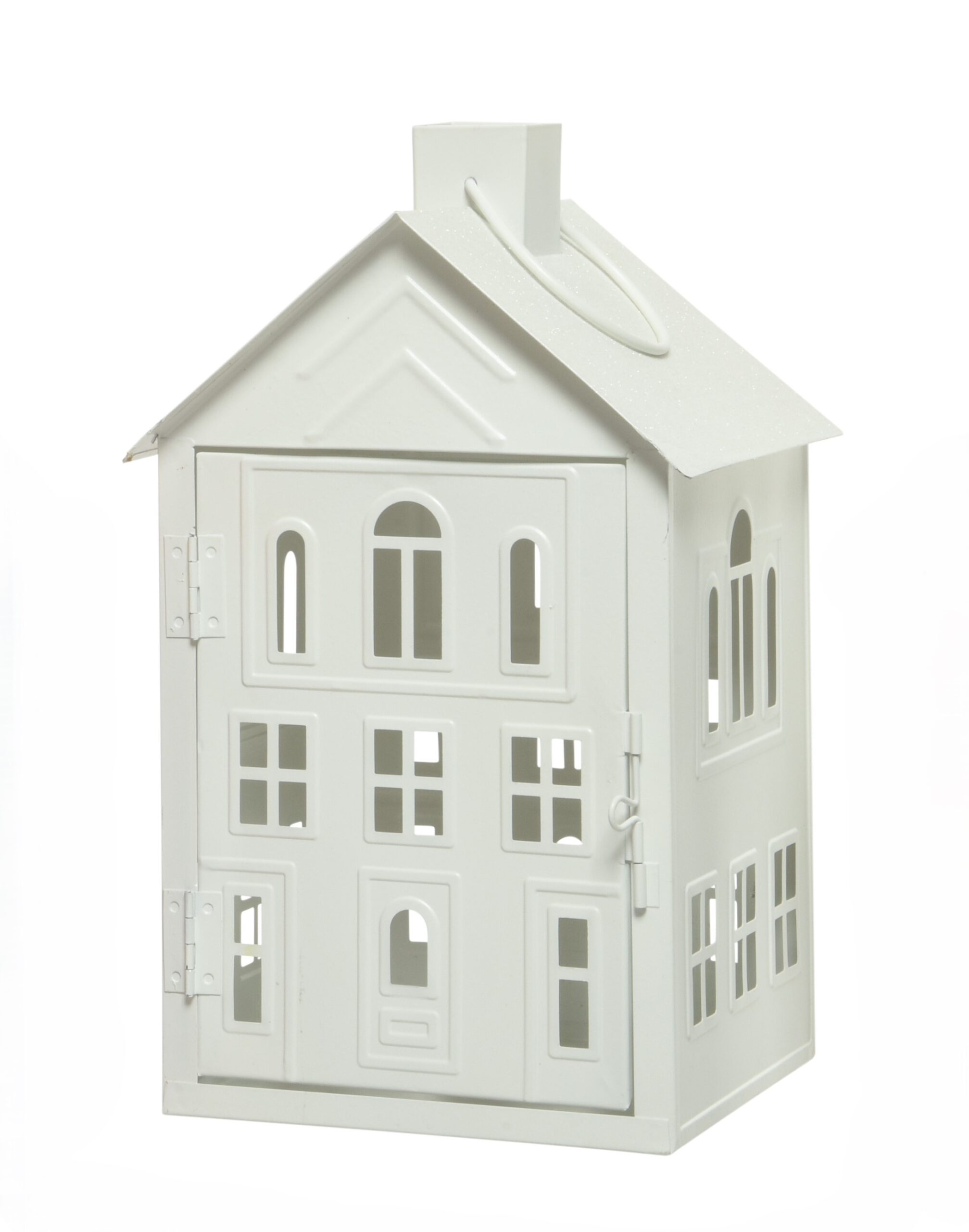 Latarnia metalowy domek LED dekoracja świąteczna czerwony lub biały