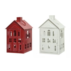 Latarnia metalowy domek LED dekoracja świąteczna czerwony lub biały