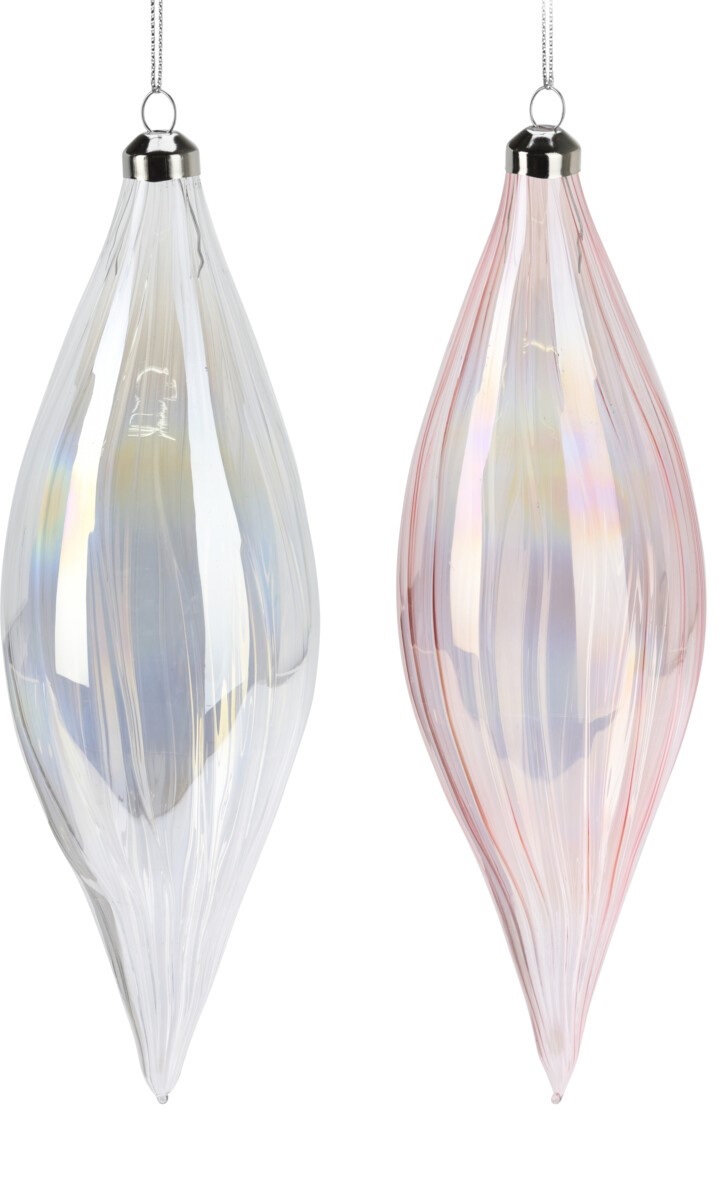 Szklana bombka świąteczna kropla przezroczysta dekoracja choinkowa 21 cm