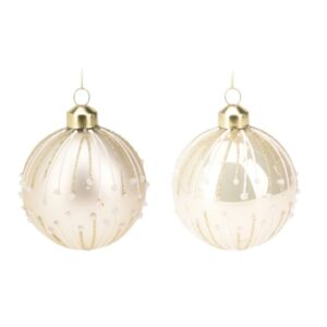 Szklana bombka kula perłowa – elegancka ozdoba świąteczna 8 cm