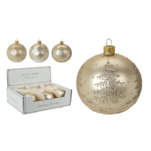 Matowa perłowo-złota bombka zdobiona 10 cm