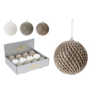 Elegancka bombka świąteczna pokryta brokatową siatką – subtelny połysk 8 cm