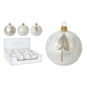 Perłowa bombka w brokatowe wzory 8 cm