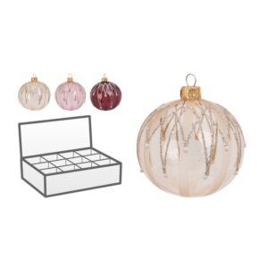 Przezroczysta szklana bombka choinkowa brokatowe wzory 10 cm