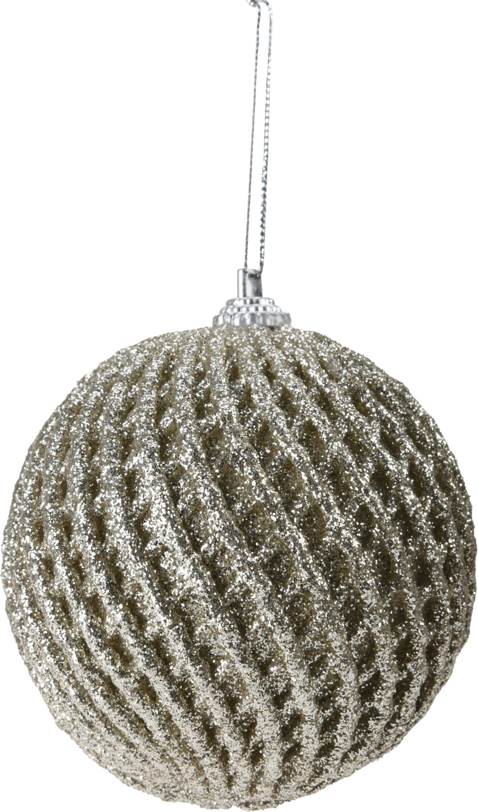 Elegancka bombka świąteczna pokryta brokatową siatką – subtelny połysk 8 cm