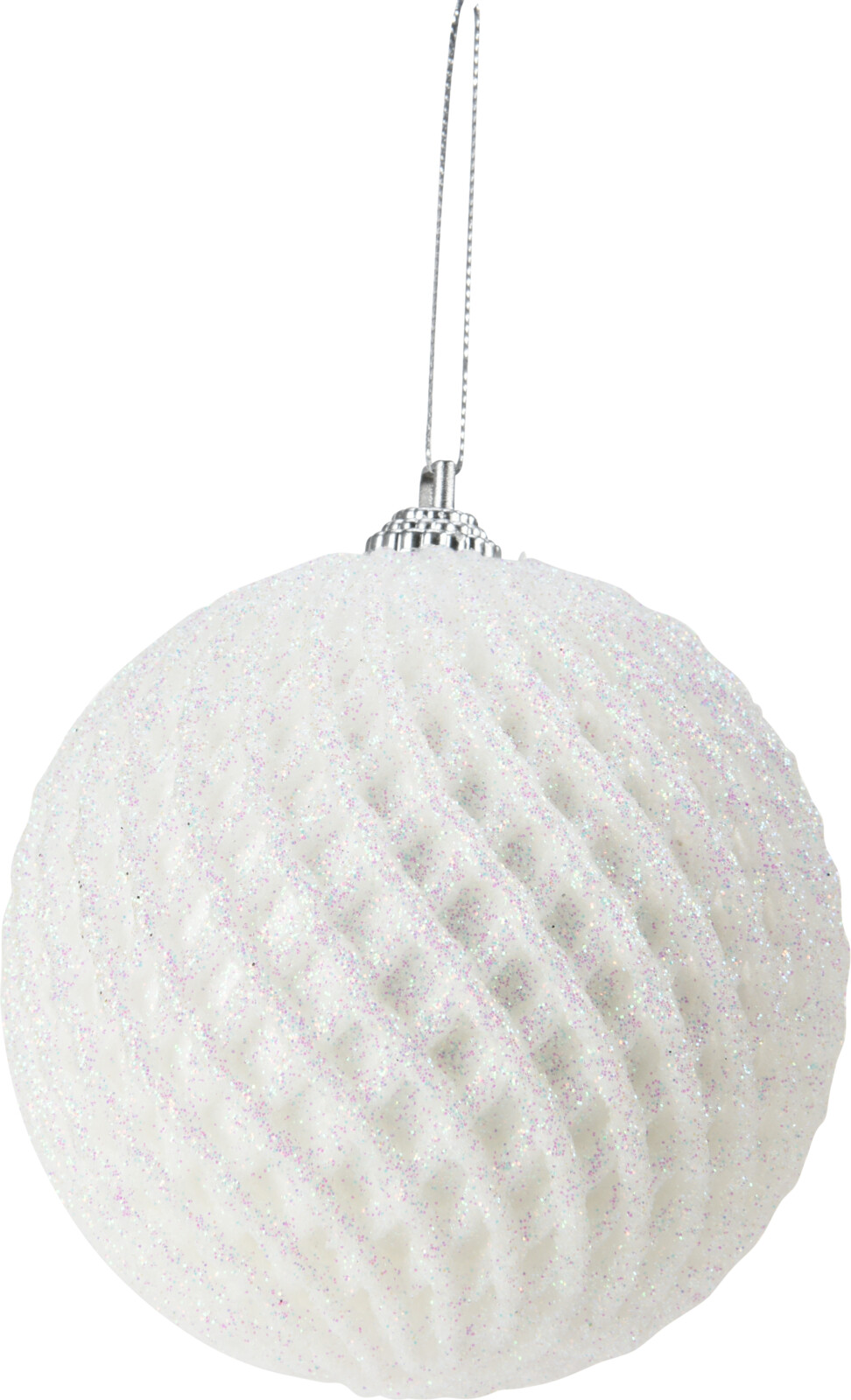 Elegancka bombka świąteczna pokryta brokatową siatką – subtelny połysk 8 cm