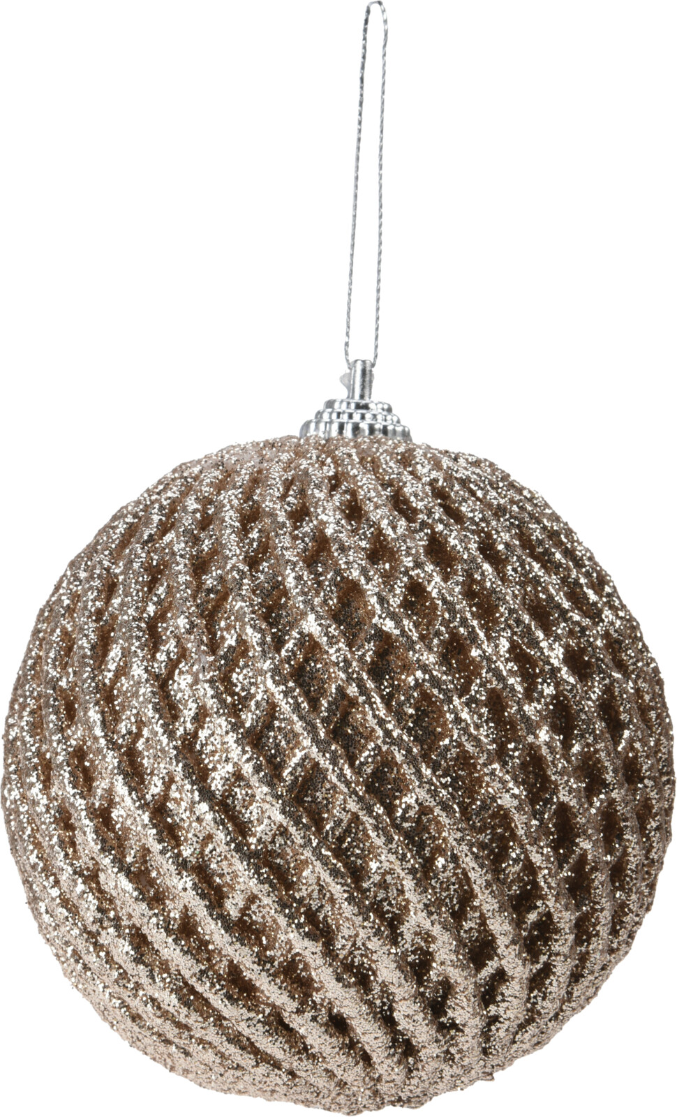 Elegancka bombka świąteczna pokryta brokatową siatką – subtelny połysk 8 cm