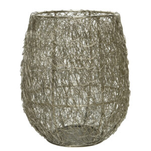 Srebrny świecznik z cienkiego drutu – nowoczesna minimalistyczna dekoracja