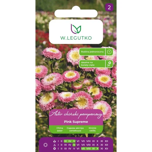 Aster chiński pomponowy Pink Supreme różowy 1g Legutko