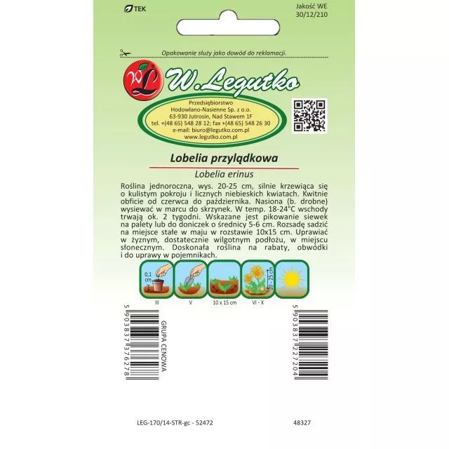 LEGUTKO LOBELIA PRZYLĄDKOWA STROICZKA NIEBIESKA