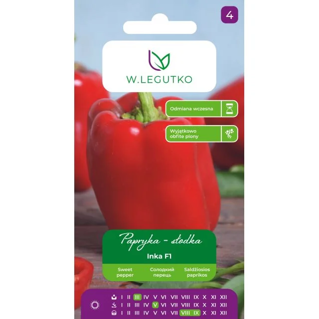 Nasiona Papryka INKA F1 słodka czerwona wczesna plenna 0,5g Legutko